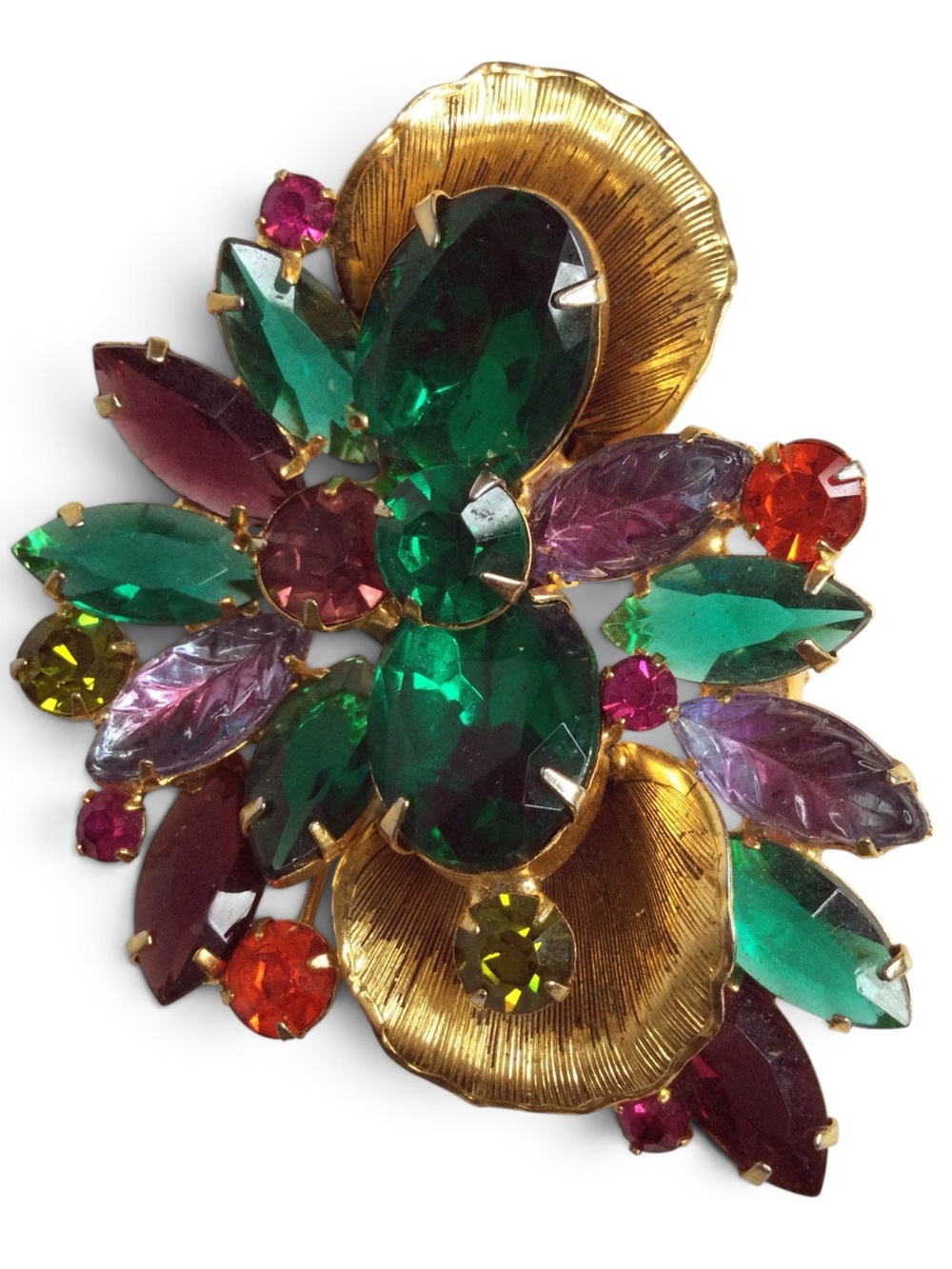 Vintage Juliana D&E Multicolor Rhinestone Floral Spray Brooch - Picture 7 of 12